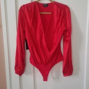 BeBe red silk body suit